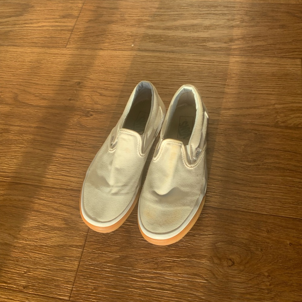 Vans White Slip-On Loafers with Canvas Upper